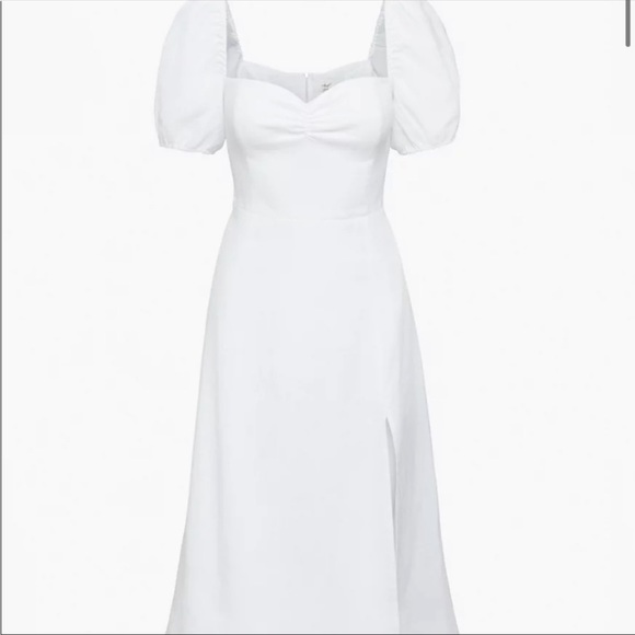 Aritzia Dame Linen White Midi Dress - Picture 2 of 8